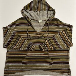 Earthbound Trading Co Striped Pullover Hoodie Multicolor Women's S Long Sleeve